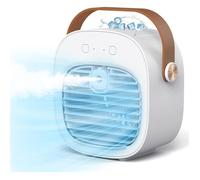 Refroidisseur portable blanc rechargeable, 3 vitesses, silencieux. Compact pour maison, chambre et voyage.