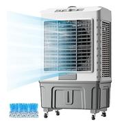 Refroidisseurs de Marais Portables 3 en 1, Refroidisseur d'air par évaporation avec Ventilateur de climatiseur Industriel à 3 Vitesses, Grand Volume d'air avec Oscillation à 120 °, 4 Blocs de