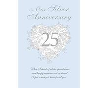 Regal Publishing Carte de 25e anniversaire de mariage en argent pour mari ou femme, 22,9 x 15,2 cm