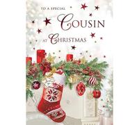 Regal Publishing Piccadilly Greetings Carte de Noël traditionnelle pour cousin, chaussette 22,9 x 15,2 cm