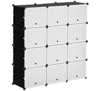 Regal - Système de rayonnage modulaire - 12 modules - Empilable - Design personnalisable - Plastique - Noir et blanc - 125 x 32 x 125 cm