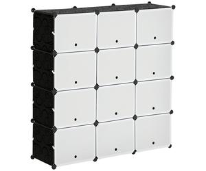 Regal - Système de rayonnage modulaire - 12 modules - Empilable - Design personnalisable - Plastique - Noir et blanc - 125 x 32 x 125 cm
