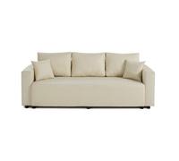 Bestmobilier Canapé convertible droit 3 places avec coffre en tissu Beige