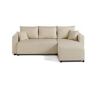 Best Mobilier - Canapé d'angle Regala - 4 places réversible convertible avec coffre en tissu Beige