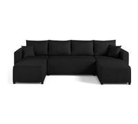 Best mobilier Canapé panoramique Regala 7 places convertible avec coffre en tissu Noir
