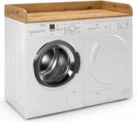 regalik Plan de Travail pour Lave-linge 12 x 120 x 50 cm, Chêne Evoke | Solution gain de place pour salle de bain et buanderie, surface facile d'entretien, rangement supplémentaire