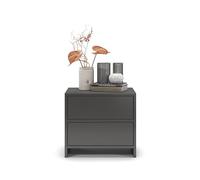 regalik Table de Chevet 2 Tiroirs 50 x 45 x 35 cm, Graphite, pour Chambre | Forme compacte, surface facile d'entretien, polyvalent comme table d'appoint, chevet ou petite table de salon
