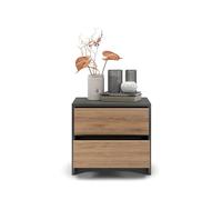 regalik Table de Chevet 2 Tiroirs 50 x 45 x 35 cm, Graphite, pour Chambre | Forme compacte, surface facile d'entretien, polyvalent comme table d'appoint, chevet ou petite table de salon