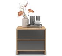 regalik Table de Chevet 2 Tiroirs 50 x 45 x 35 cm, Graphite, pour Chambre | Forme compacte, surface facile d'entretien, polyvalent comme table d'appoint, chevet ou petite table de salon