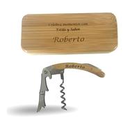 regalo grabado Tire-Bouchon en Bambou Personnalisé et Boîte en Bois Gravée | Tire-bouchon en bambou et métal gravé au laser avec coffret en bois personnalisé, idéal pour cadeau de mariage et réceptions