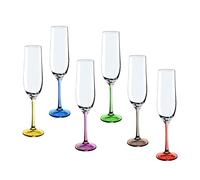REGALOS LLUNA Lot de 6 verres à champagne modèle RAINBOW 24 cm. Pied couleurs assorties 19 cl.