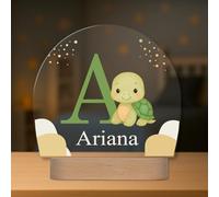 Regalos Maya Lampe Enfant Personnalisée avec Prénom et Initiale - Veilleuse LED - Cadeau Original pour Bébé, Baptême ou Anniversaire (Tortue)