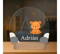Regalos Maya Lampe Enfant Personnalisée avec Prénom et Initiale - Veilleuse LED - Cadeau Original pour Bébé, Baptême ou Anniversaire (Ours)