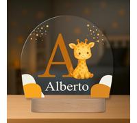 Regalos Maya Lampe Enfant Personnalisée avec Prénom et Initiale - Veilleuse LED - Cadeau Original pour Bébé, Baptême ou Anniversaire (Girafe)