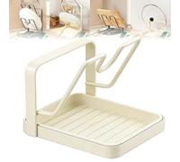 REGAPOG Support Couvercle Casserole avec Repose-Cuillère, Organiseur de Couvercles de Casserole et Porte-Cuillère pour Cuisine, Range-Couvercles Pratique avec Bac de Rangement (Blanc simple couche)
