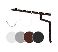 Regenrinnen Ensemble Complet Toits > 100m ² PVC en 4 Couleurs RainWay90 - Marron, Complet Set - 6 Mètres