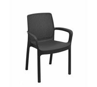 Regina Fauteuil empilable anthracite Entièrement plastique, monobloc, empilable, dossier aspect tressé