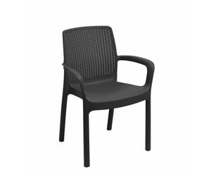 Regina Fauteuil empilable anthracite Entièrement plastique, monobloc, empilable, dossier aspect tressé