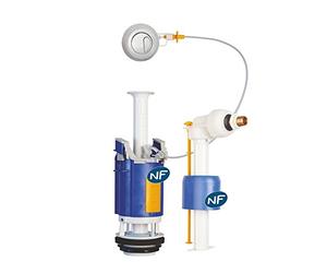 Regiplast 26500 Mécanisme de Chasse Double débit à câble + Robinet Flotteur uni 0500 NF CL 1, Blanc