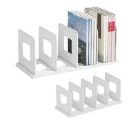 Réglable Presse Livre Serre,Trieur de fichiers de bureau,Classeur de bureau,Porte-revues,Rangement bureau,Étagère de courrier,Organisateur de bureau,Porte revue à 4 compartiments,Serre Livre (Blanc)