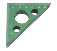 Règle à angle droit pour le travail du bois - Outil triangulaire avec niveau à bulle - Échelle métrique gravée - Alliage d'aluminium - 97 mm - Équerre de charpentier pour menuiserie (vert)
