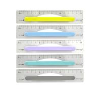 Règle antidérapante 15 cm flexible avec poignée en silicone + surligneur décoratif Office Box - Règle pour étudiants et bureau - Pack 5 unités