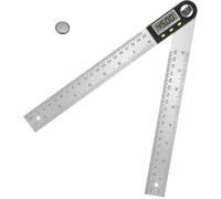 Règle d'Angle Numérique, Rapporteur Numérique en Acier Inoxydable 200 mm, Écran LCD, Angle de Mesure à 360°