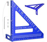Règle de mesure multi-angles 3D 21,6 cm Équerre de charpentier avec fonction niveau à bulle pour percer des trous Règle de marquage Bleu