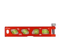 Règle de niveau à bulle 6 pouces 15 cm magnétique avec 4 flacons à bulles pour le cintrage de tuyaux et la mesure d'angle dans des espaces étroits en fonte d'aluminium Orange