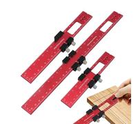 Règle de poche - 3 outils de précision en d'aluminium avec butée coulissante réglable - Outils de mesure pour le travail du bois - Pour serrurier de machines, ingénieurs, construction