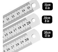 Règle droite en métal en acier inoxydable 10P 15-30cm, outil de mesure de précision Double face, échelle, règle métrique, accessoires 3pcs 15cm