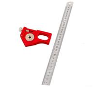 Règle en alliage d'aluminium et acier - Bloc de positionnement central - Jauge de ligne pour tracer des tâches de travail du bois précises - Bords lisses - Longueur : 300 mm - Argenté (C)