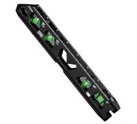 Règle en aluminium léger pour mini niveau avec base magnétique et bulles multi-angles pour une mesure précise du nivellement et l'alignement dans les espaces restreints (noir, 22,9 cm)