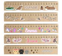 Règle en bois personnalisée 20 cm avec prénom et motif |à personnaliser soi même |impression UV individuelle | Cadeau rentrée 2025 pour fille | Fournitures scolaires [168]