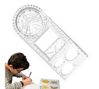Règle géométrique multifonctionnelle - Règle de dessin mathématique - Règle de mesure multifonction - Règle de conception pour étudiants
