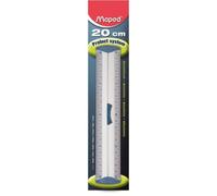 Règle maped 20cm double décimètre embouts protect system anti-bruit aluminium anodisé résistance optimale