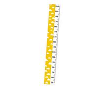 Règle Murale de Croissance Bébé 152x21cm en Bois et Toile | Couleur Jaune, Motifs Nuage et Dessin Cartoon, Corde et Support en Bois Suspendre