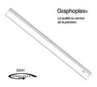 Graphoplex Regle 40 cm Transparente Graduée - Biseau et Bosselage - Bord Antitache et Zone de Lecture Antireflets - Traçage, Mesure, Dessin, Decoupe Papier - Matériel Rigide, Confort Lecture