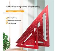 Règle triangulaire en alliage d'aluminium, haute précision, multifonction, design épaissi, décoratif et pratique, assistant pour le travail du bois, disponible en plusieurs couleurs Rouge 12 pouces,Ar
