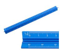 RèGle Triangulaire en MéTal 30cm,Regle Metal Incassable,Regle Plate Pour Architectes 1/150 (Bleu)