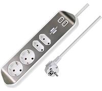 Brennenstuhl Multiprise d'angle 1153590420 – 4x, 2 m, fonction de charge USB – blanc