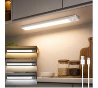 Réglette LED sous meuble 40 cm détecteur de mouvement, lampe placard USB rechargeable, 3 températures, 1 pièce