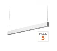 SILAMP Réglette Suspendue LED Large 120cm 35W Blanc (Lot de 5) - Blanc Froid 6000K - 8000K