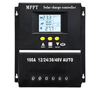 Régulateur de charge pour panneaux solaires - 12V/24V/36V/48V - Technologie MPPT - Capacité de 100A - Écran LCD