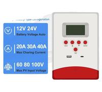Régulateur de charge solaire, courant maximal de 20 A, double affichage, 20