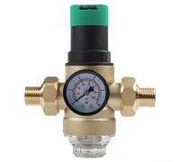 Régulateur de débit d'eau en laiton avec filtre | Réducteur de pression 1/2 3/4" avec manomètre pour la maison et le commerce, jusqu'à 16 bar, DN15 DN20, jaune