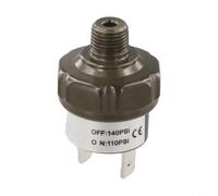 Régulateur de pression d'air pour compresseur d'air 1/8" NPT filetage alliage d'aluminium interrupteur de pression automatique contrôle 12 V CC pour suspension d'air Noir (110-140PSI NPT1/8)