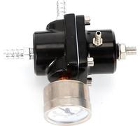Régulateur de pression de carburant/régulateur de pression d'essence - Régulateur universel réglable - 0-140 PSI - Manomètre et tuyau - Aluminium T6061/acier inoxydable 304, CPE - Noir