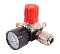 Régulateur de Pression du Compresseur d'air 1/4" Détendeur Pneumatique,Valve de Régulation de Pression Avec Raccord 180psi 12bar(Valve à quatre voie)