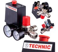 TC TECHNIC Régulateur de pression Interrupteur de compresseur 1/4 PL230-2 avec raccords rapides Régulateur de pression Interrupteur de compresseur Contrôleur de pression de
